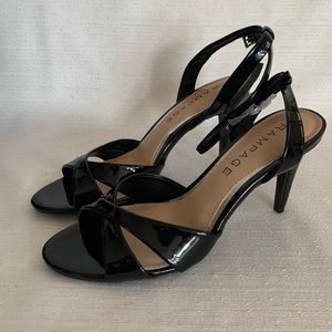 NWOT Rampage Winkq Black Patent Faux Leather Strappy Pumps Woman’s 8